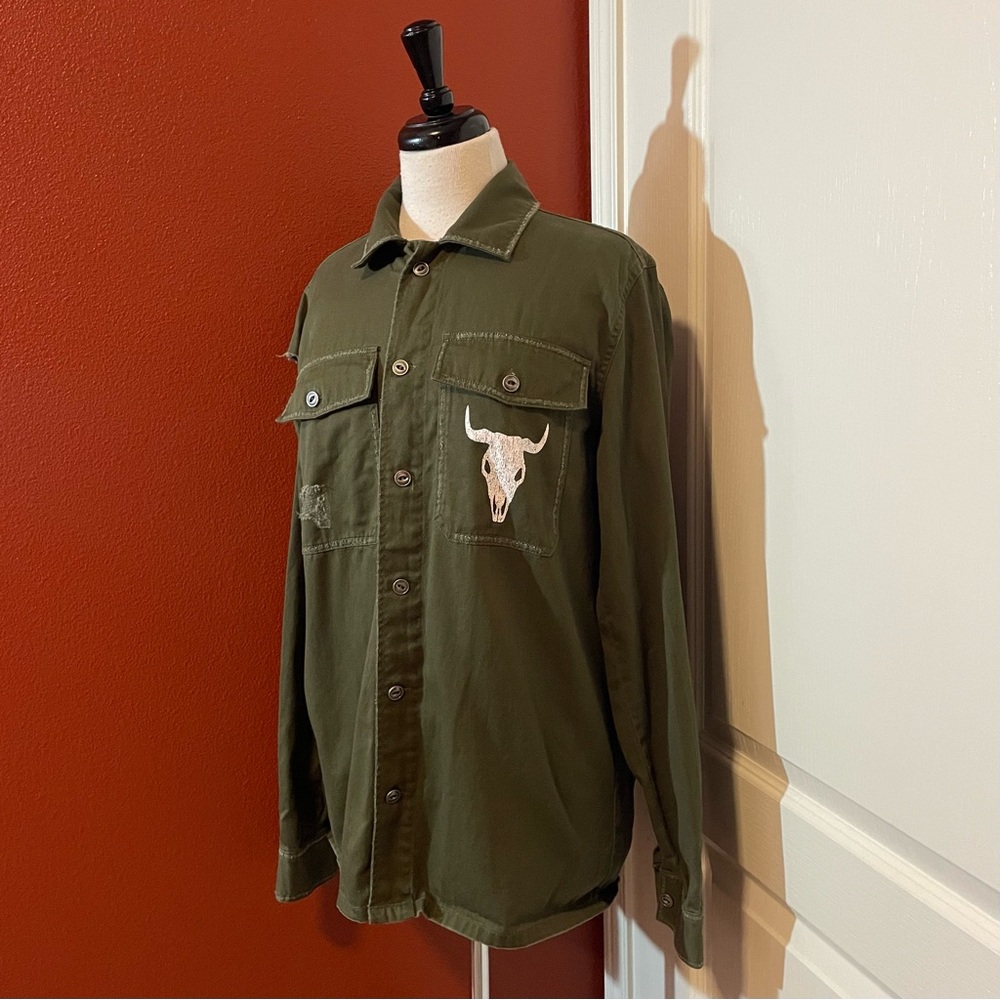 Show Me Your Mumu Women’s Bull Army Green Button Down‎ Long Sleeve Field Jacket